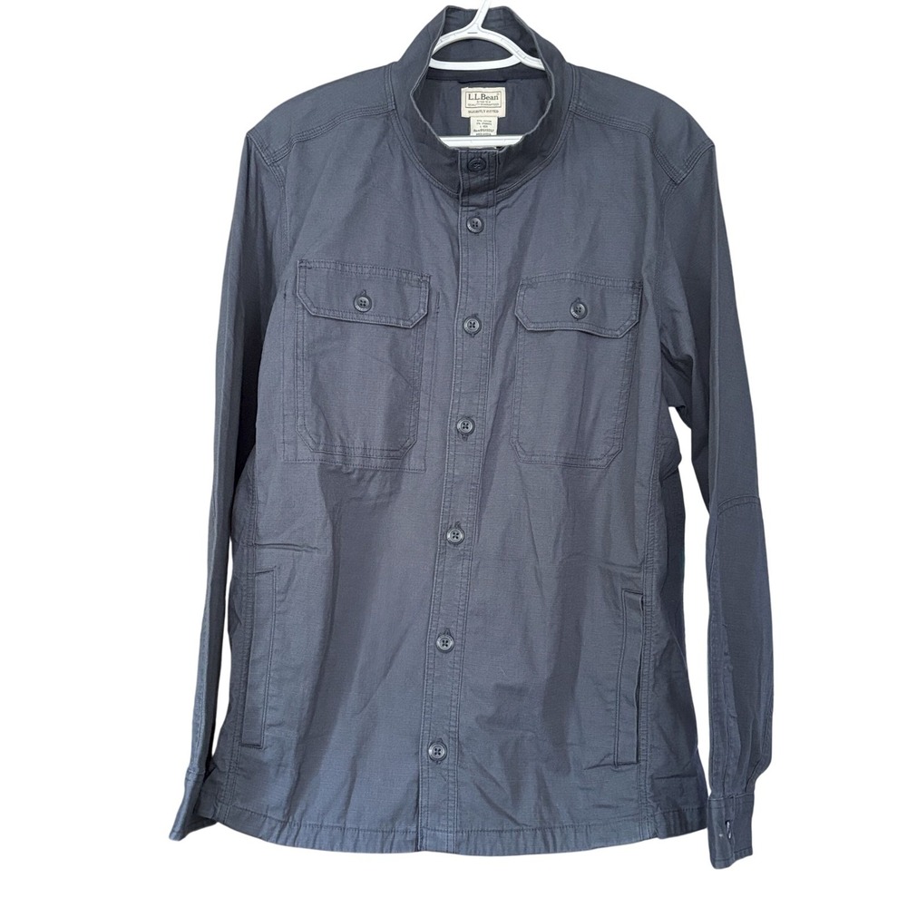 L.L. Bean Blue Ripstop Shirt Jacket Men's size Large Slightly Fitted NEW Shacket